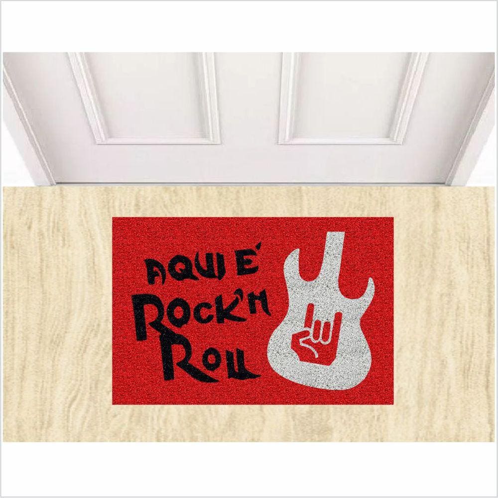 Tapete Capacho Aqui E Rock Roll.