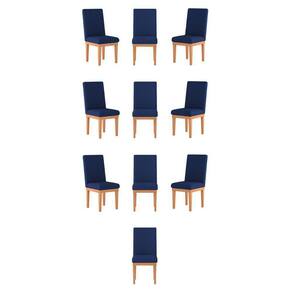 Kit 10 Cadeiras Estofadas Para Mesa azul Marinho