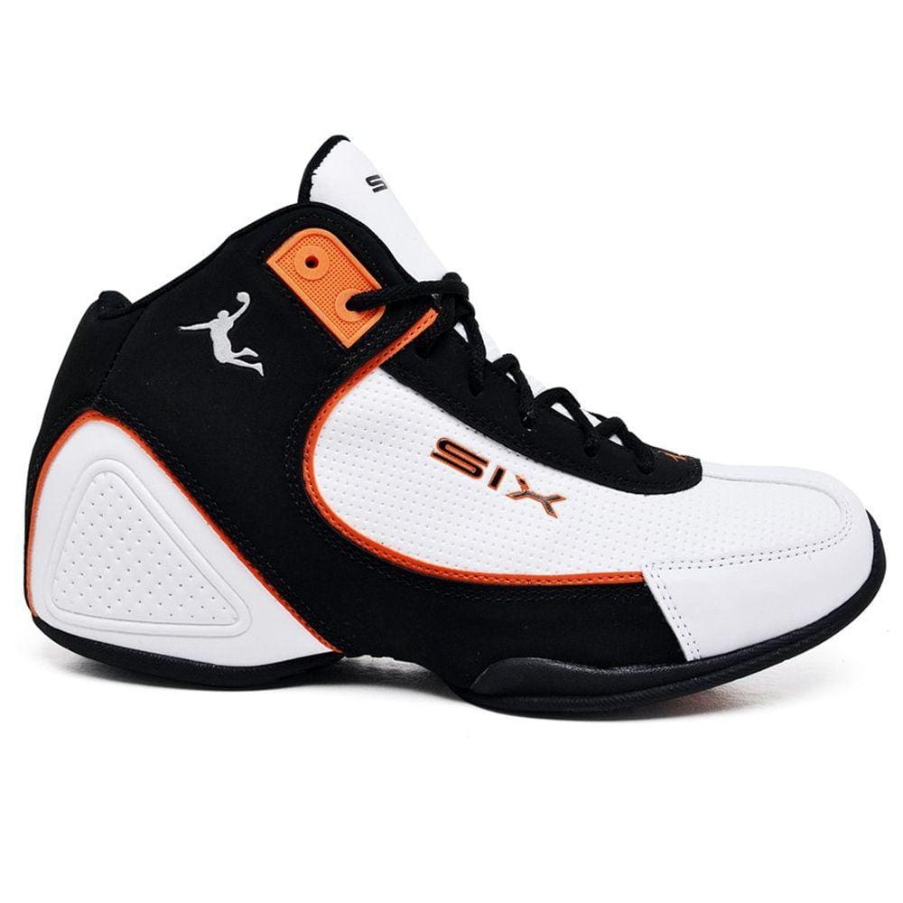 Tenis De Basquete Charge Branco, Preto E Laranja