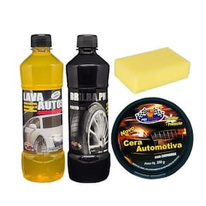 Kit Mil Milhas 4 em 1 Lavar Auto + Cera + Pneu + Espuma