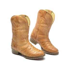 Bota Texana Masculina Couro Bico Redondo Confortável