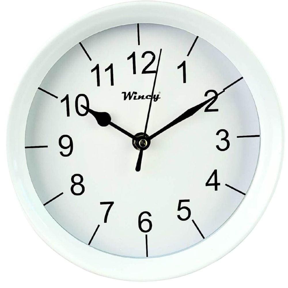 Relógio de Parede Wincy Silencioso Decoração Casa Sala Escritório Quartz Redondo Branco PDA01039