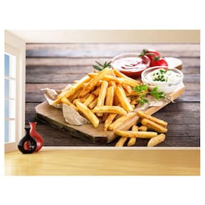 Papel De Parede 3D Alimentos Batatas Frita Dore 3,5M Al328