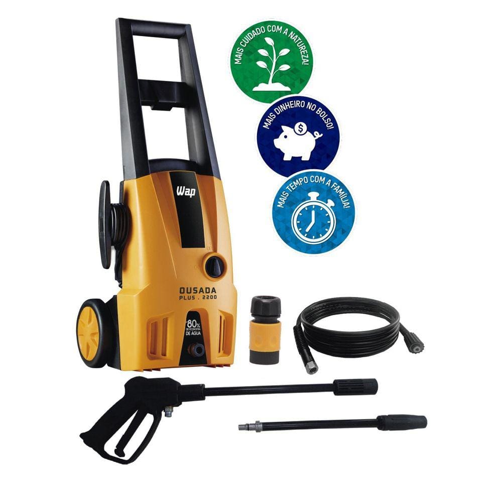 Lavadora de Alta Pressão WAP Ousada Plus 2200 1500W 1750PSI Bico Regulável 220V Amarelo/Preto 220V