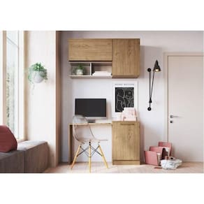 Conjunto Modulado Home Office 5 Peças 100% em MDF Requinte+ Móveis Castro Macadâmia/Duna Line