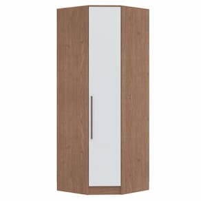 Guarda Roupa Modulado Canto Oblíquo 1 Porta Requinte+ Móveis Castro Macadâmia/Branco Line