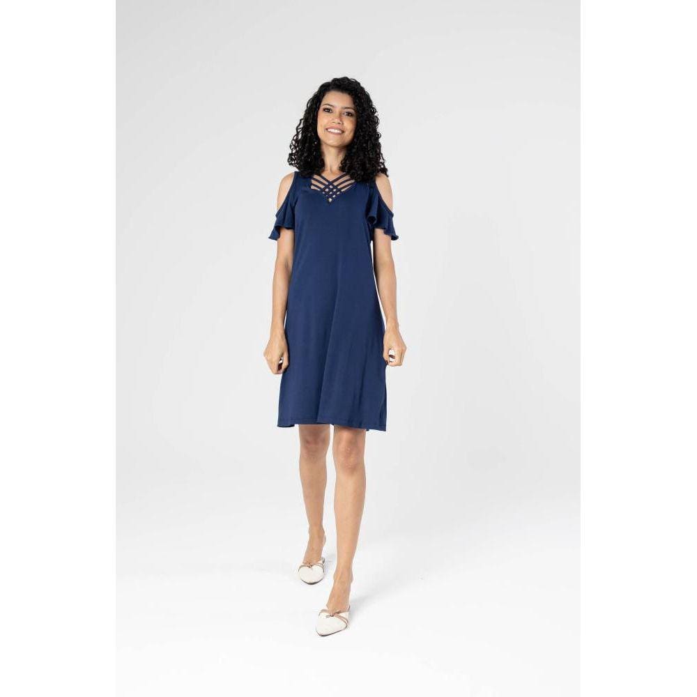 Vestido De Festa Liso Têndencia Com Ombros Vazados