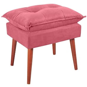 Puff Puf Opall Pes Palito 55X40Cm Suede Rosa Escuro Mpassos Rosa Escuro