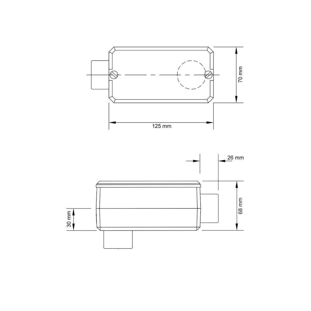 Condulete Fixo 1.1/4” Tipo ”lb” - Com Tampa / Sem Rosca / Sem Pintura