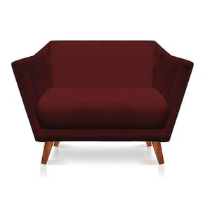 Namoradeira 2 Lugares Pérsia Suede Pés Chanfrado Castanho - Pallazio Cor Marsala
