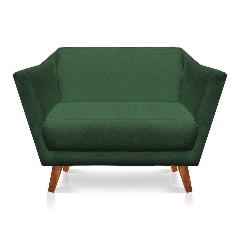 Namoradeira 2 Lugares Pérsia Suede Pés Chanfrado Castanho - Pallazio Cor Verde