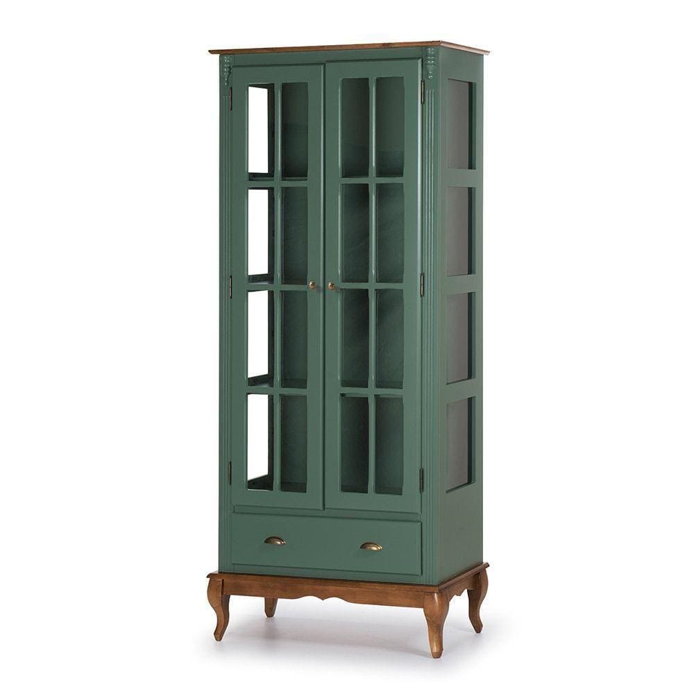 Cristaleira Lateral De Vidro Com 2 Portas, 1 Gaveta E 3 Prateleiras Hannover - M560808 - Verniz