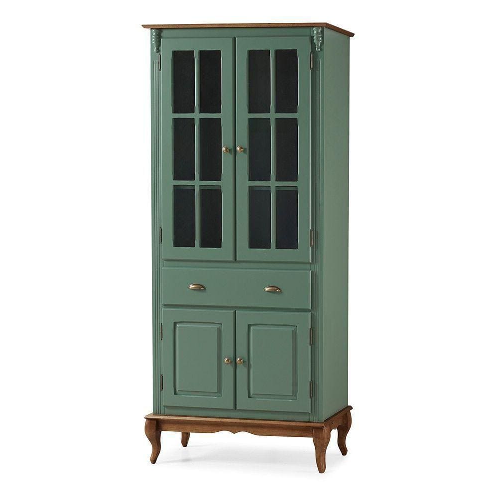 Cristaleira Lateral Com 2 Portas, 2 Portas Vidro, 1 Gaveta E 2 Prateleiras - M560809 - Verniz
