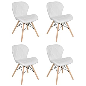 Kit 4 Cadeiras Estofadas Charles Eames Eiffel Slim Branco