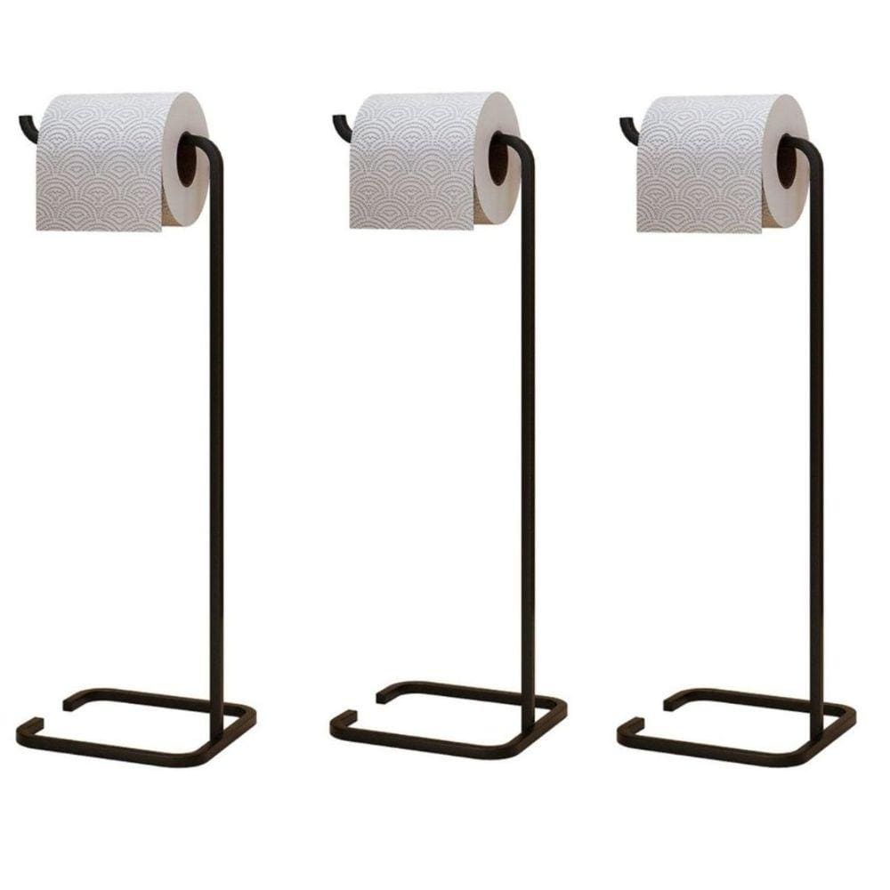 Kit 3 Porta Papel Higiênico Para Banheiro Level Preto