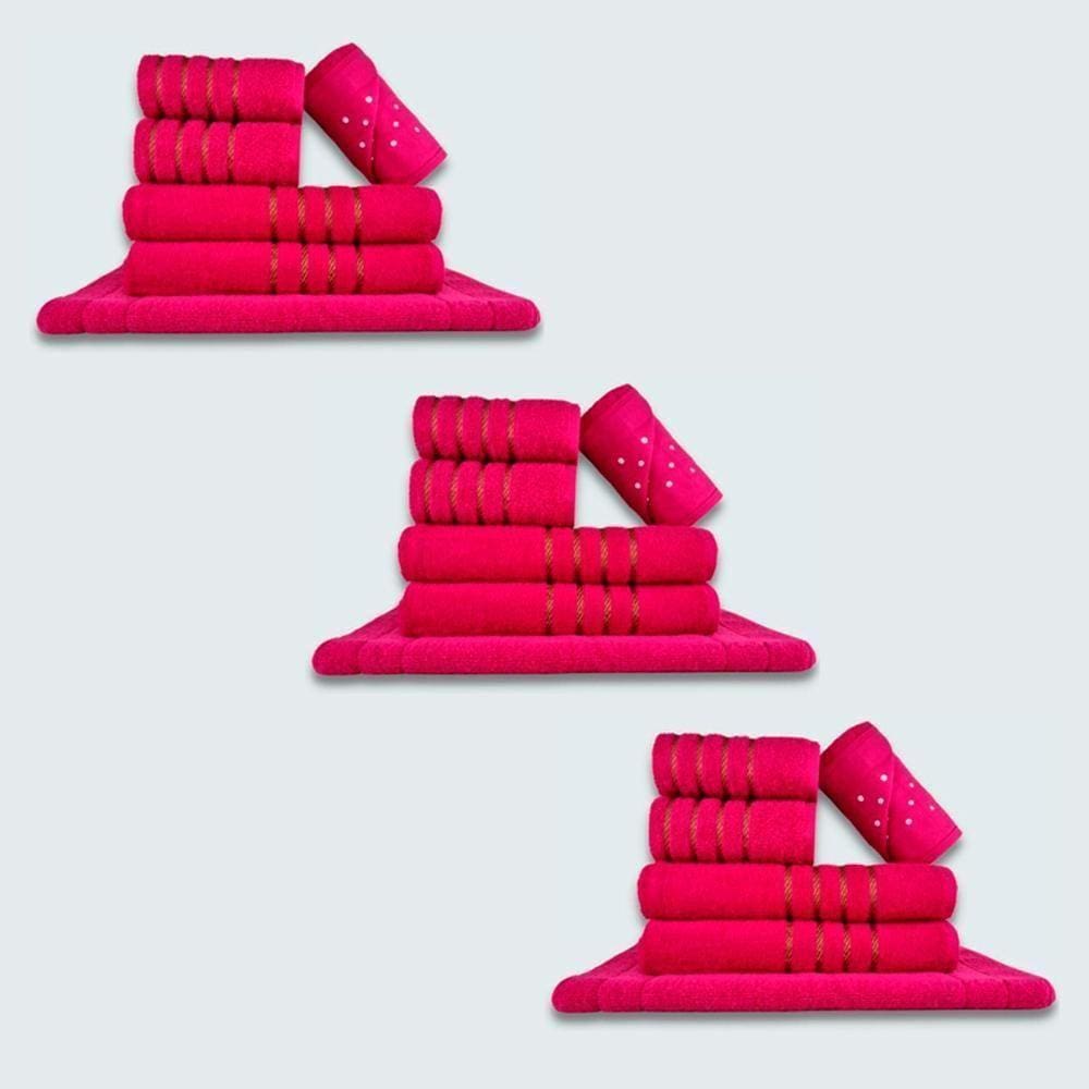 Jogo De Toalhas 18 Pçs Coleção Dubai 100% Algodão Rosa