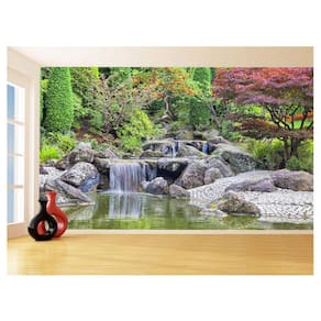 Papel De Parede Jardim Rio Flores Lago Árvores 3,5M Jjp48