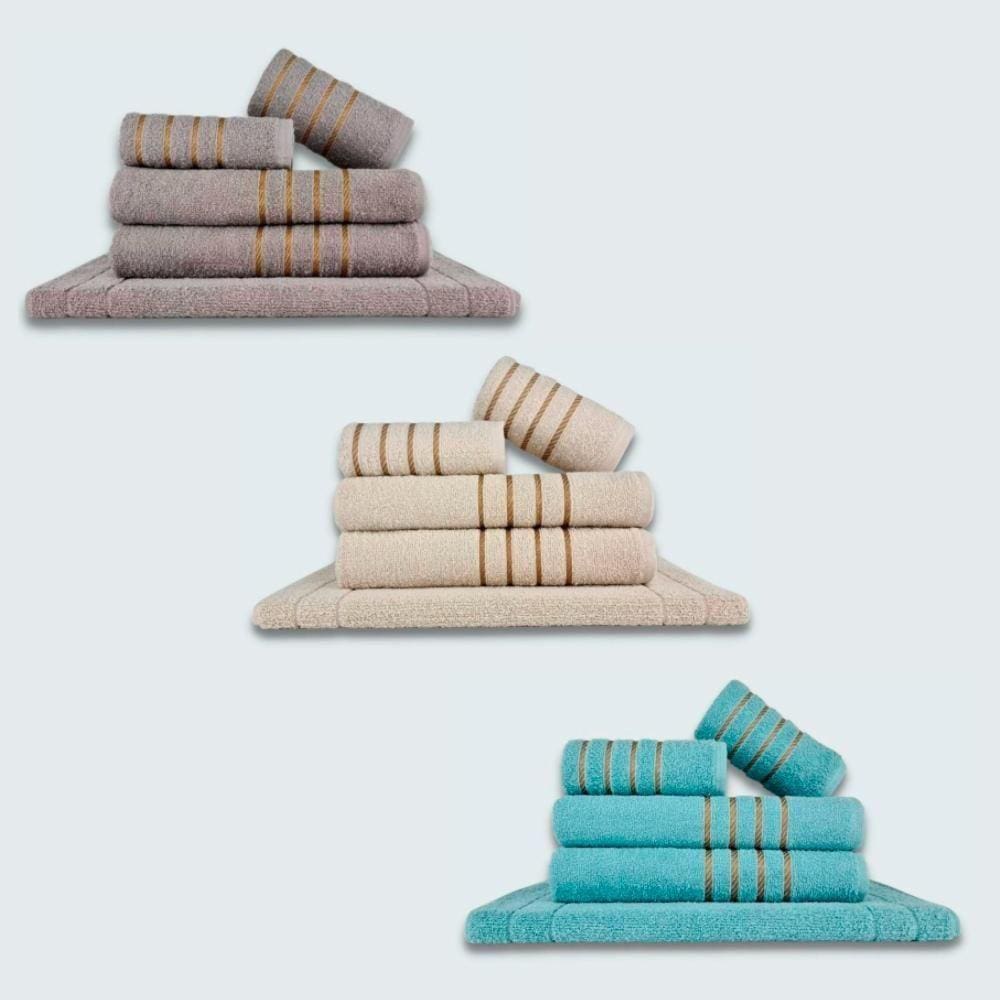 Jogo De Toalhas 15 Pçs Coleção Dubai 100% Algodão Cz+bg+vd