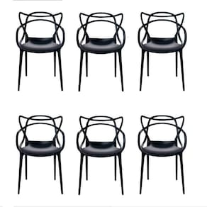 Conjunto Com 6 Cadeiras Allegra Preta Polipropileno Salna