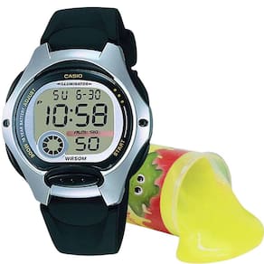 Relógio de Pulso Casio Infantil Digital Prova Dágua Calendário Alarme Cronômetro Esportivo Cinza LW-200-1AVDF + Slime