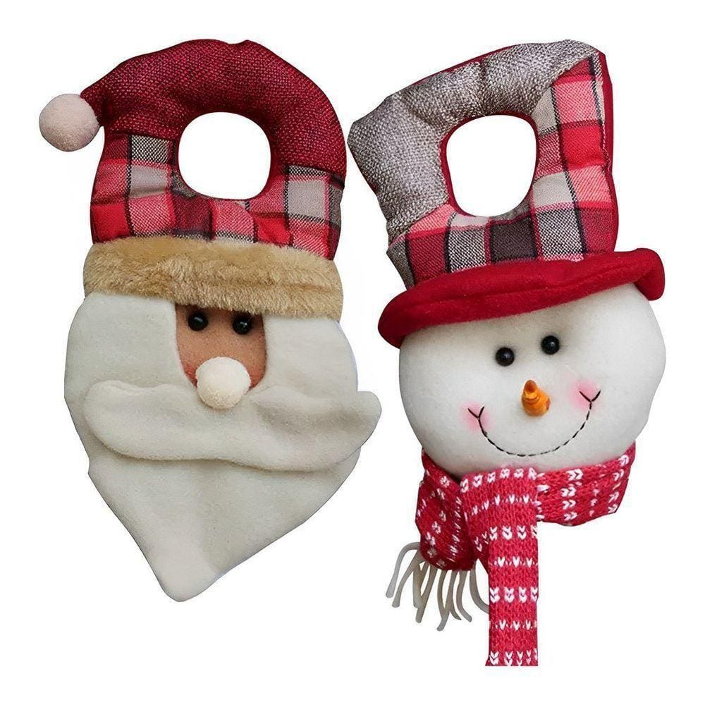 Kit Dupla De Enfeites De Porta Decoração Natal Feltro Pendente
