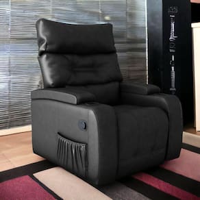 Poltrona Do Papai Reclinavel Abertura Facil Porta Copo Luxo GM Corino Preto