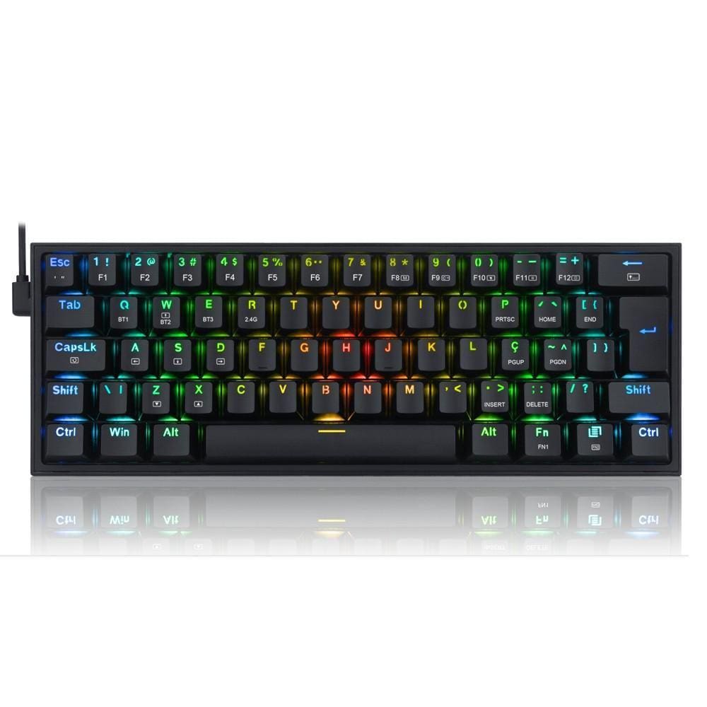Teclado Gamer Mecânico sem fio Fizz Pro RGB, Preto, ABNT2, Switch Marrom, K616-RGB-B