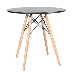 Mesa De Jantar Eames Eiffel Wood Tampo De Mdf 80cm Preto