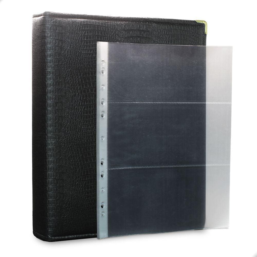 Álbum Fichário 20 Folhas PP para Cédulas 3 Espaços 32x24 Ziper Cobra Fosco GG
