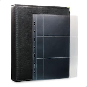 Álbum Fichário 40 Folhas para Cédulas 3 Espaços Bolso 32x24 Ziper Cobra Fosco GG