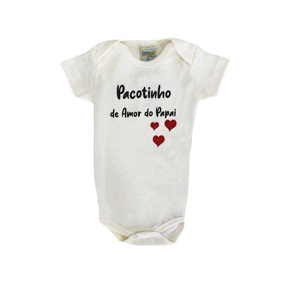Body Infantil Menina Pacotinho de Amor do Papai Off White - Didiene
