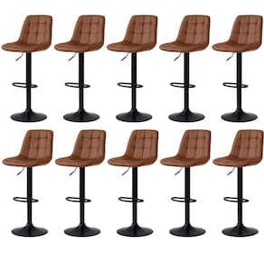 Kit 10 Banqueta Alta Elegance Estofada com Base Giratória e Regulagem de Altura - Marrom