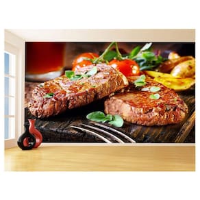 Papel De Parede Alimentos Carne Churrasco Bife 3,5M Al305
