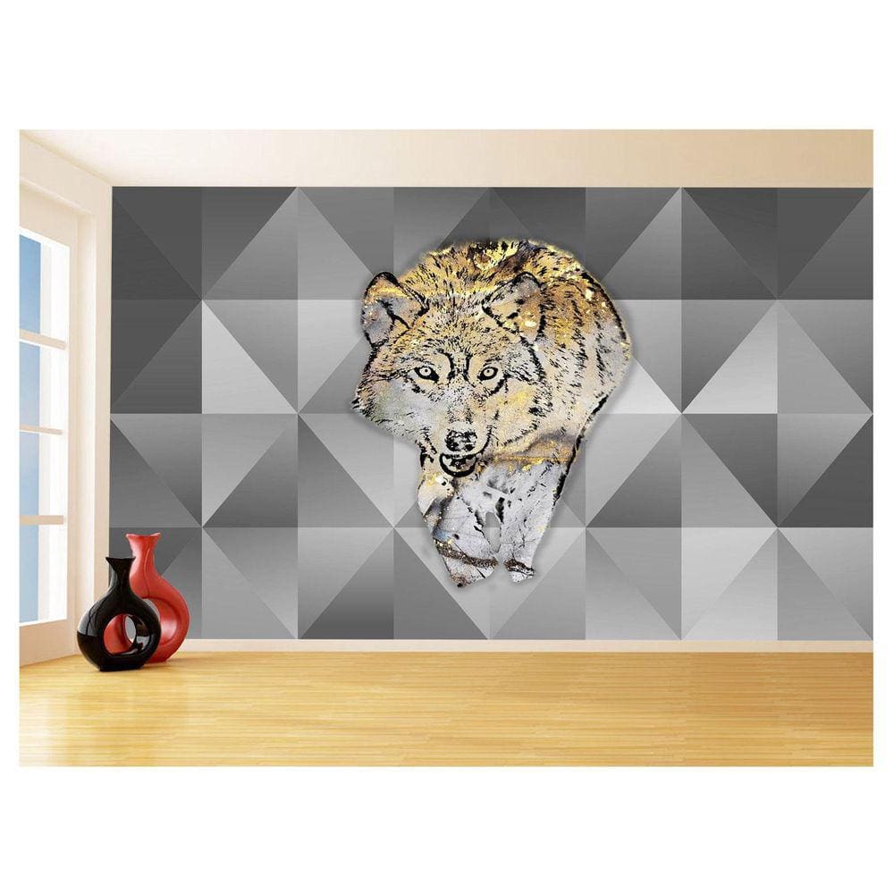 Papel De Parede Animais Pop Art Lobo Colorido 3,5M Pxa626