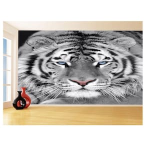 Papel De Parede 3D Animais Tigre Preto E Branco 3,5M Anm560