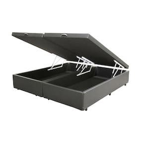 Cama Box Baú King Bipartido Sintético Cinza - 39x198x203