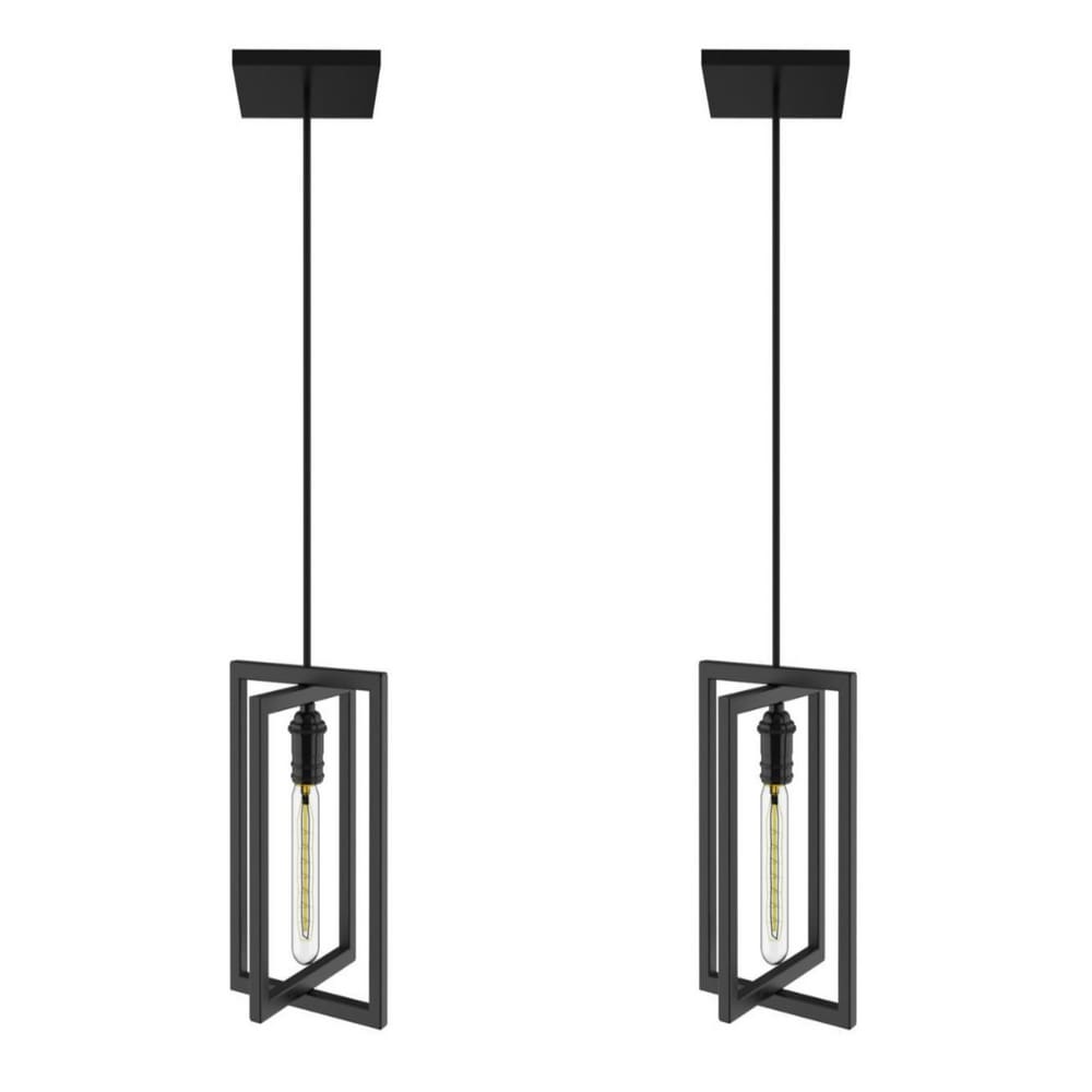 Kit 2 Pendentes Luminárias Moderna Industrial Preto