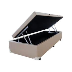 Cama Box Baú Solteiro Bege Sintético - 39x88x188
