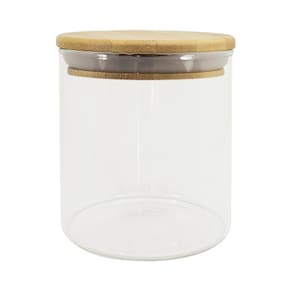 Pote de Vidro com Tampa de Bambu Oikos 500ML Hermético Redondo