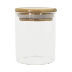 Pote de Vidro com Tampa de Bambu Oikos 200ML Hermético Redondo