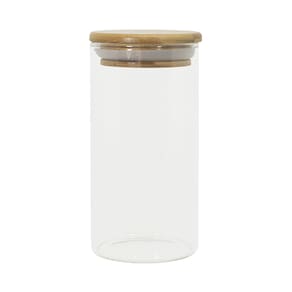 Pote de Vidro com Tampa de Bambu Oikos 300ML Hermético Redondo