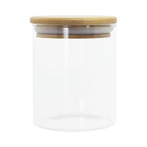 Pote de Vidro com Tampa de Bambu Oikos 400ML Hermético Redondo