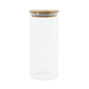 Pote de Vidro com Tampa de Bambu Oikos 800ML Hermético Redondo