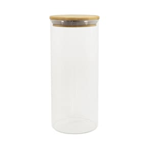 Pote de Vidro com Tampa de Bambu Oikos 1,6L Hermético Redondo
