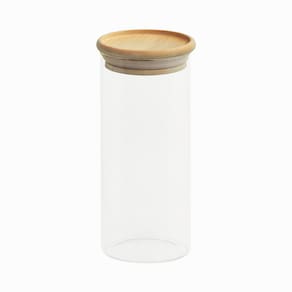 Pote de Vidro com Tampa de Bambu Oikos 800ML Hermético Redondo Empilhável