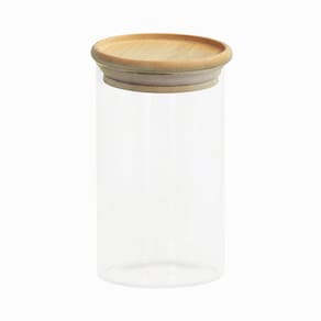 Pote de Vidro com Tampa de Bambu Oikos 600ML Hermético Redondo Empilhável