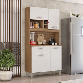 Kit Cozinha Malta 4 Portas E 91401 Amêndoa Touch E Branco