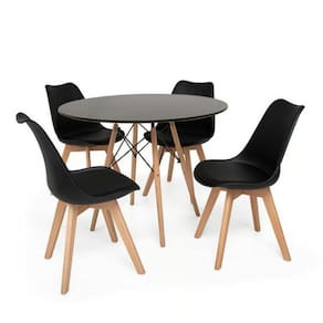 Conjunto Mesa De Jantar Eiffel 80cm Preta 4 Cadeiras Preta
