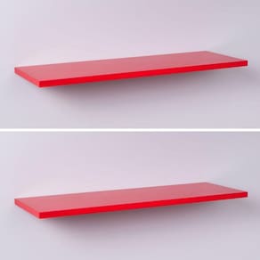 Kit Com 2 Prateleiras 40 X 20cm Suporte Invisivel - Cor Vermelha