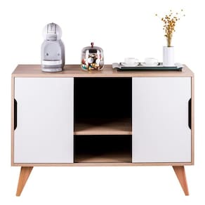 Balcão Buffet com 2 Portas Carvalho e Branco